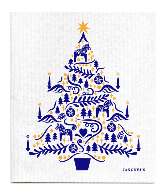 Jangneus - Swedish Dishcloth - Scandi Christmas Tree - Blue