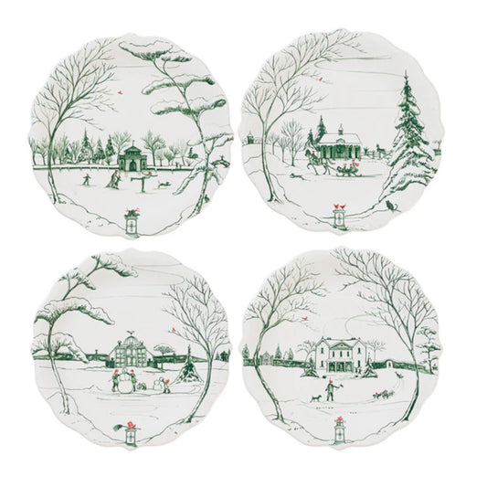 Country Estate Winter Frolic Party Plate Assorted Set/4 - Evergreen