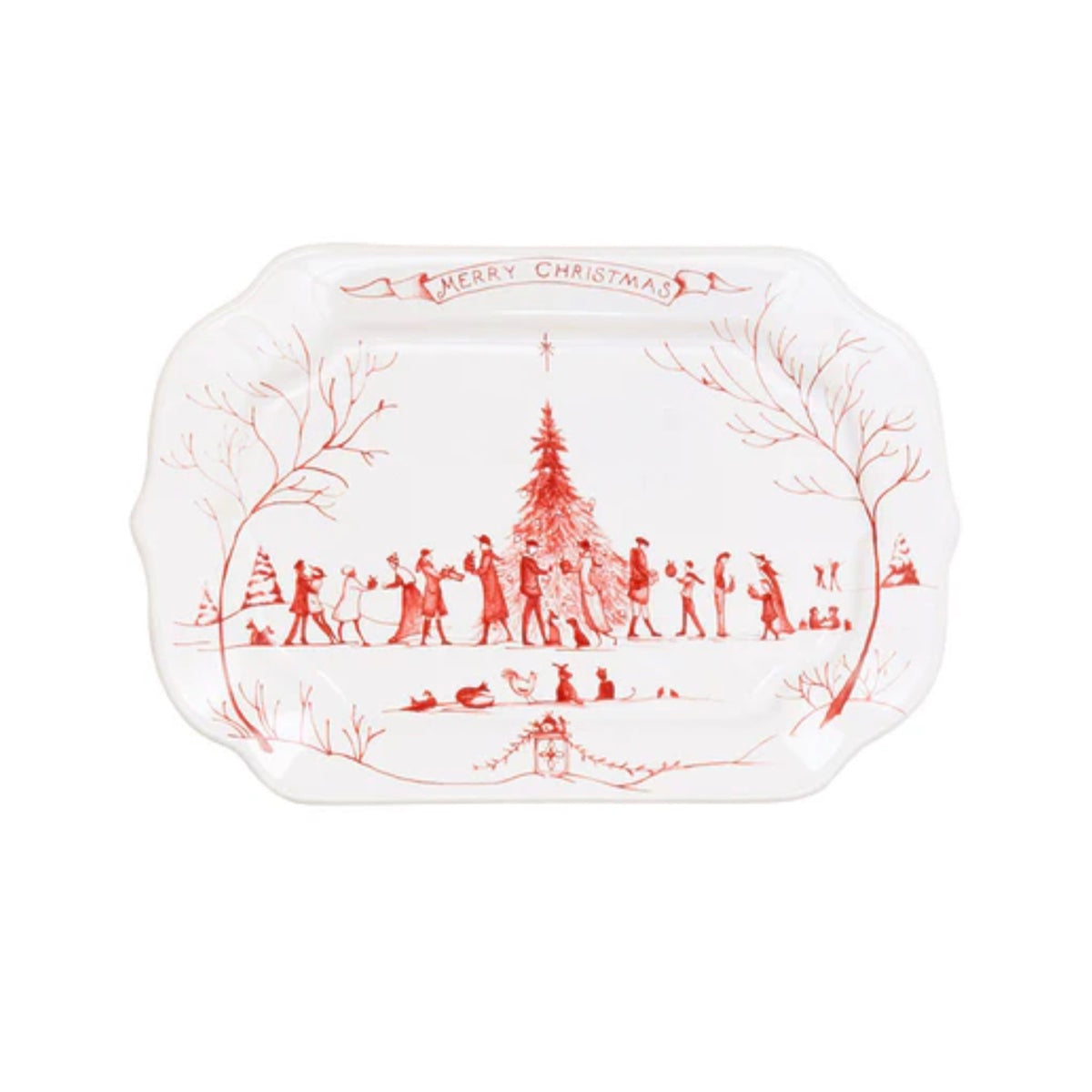 Country Estate Winter Frolic Ruby Gift Tray - Merry Christmas