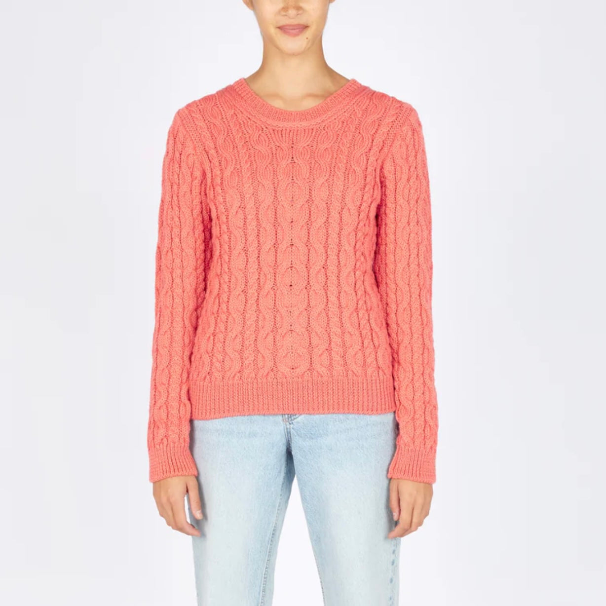 IrelandsEye Women's Dana Cable Knit Sweater - Salmon