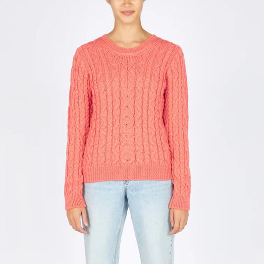 IrelandsEye Women's Dana Cable Knit Sweater - Salmon