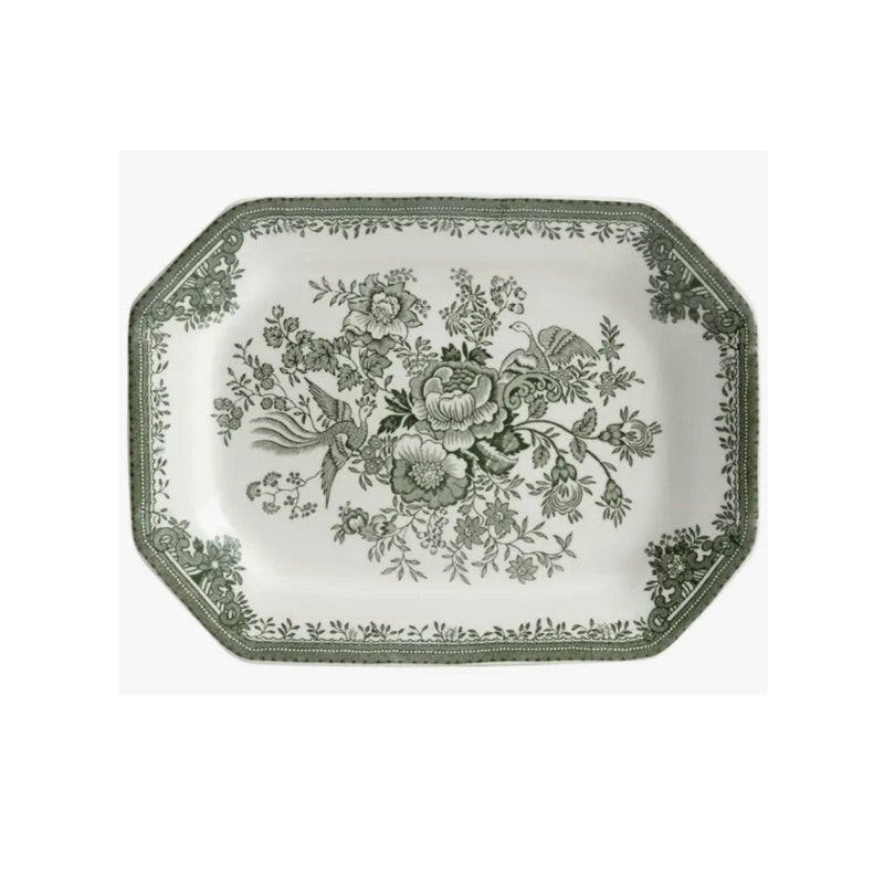 Green Asiatic Pheasants Small Rectangular Dish