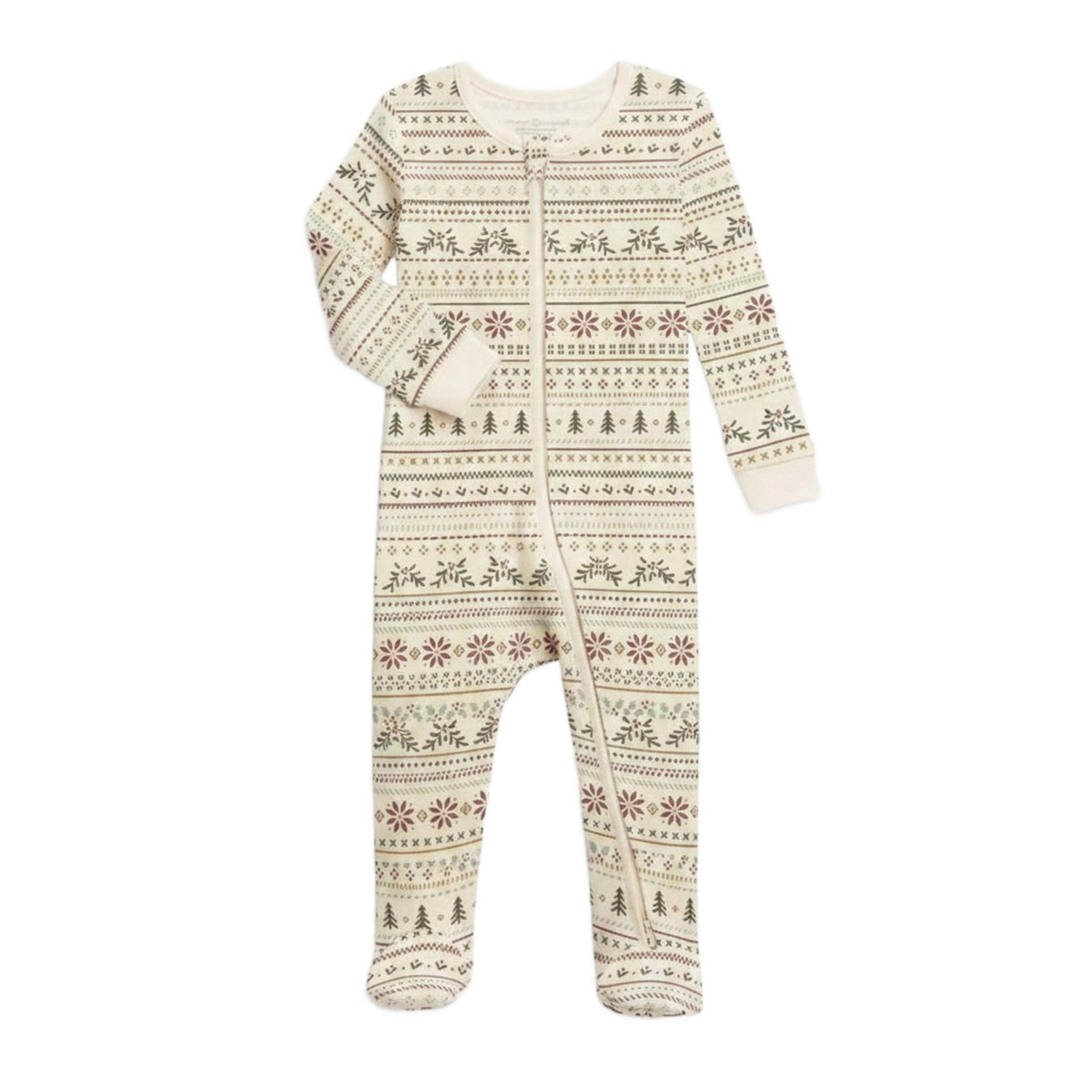 KENDI by Colored Organics - Peyton Zipper Sleeper - Ivy Fairisle
