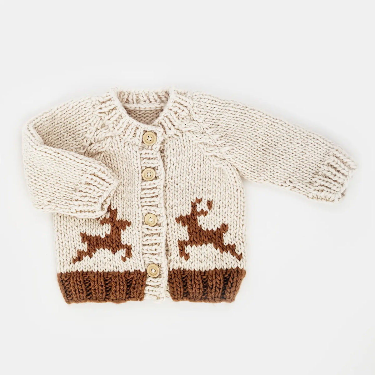 Huggalugs Oh Deer Handknit Cardigan Baby Sweater