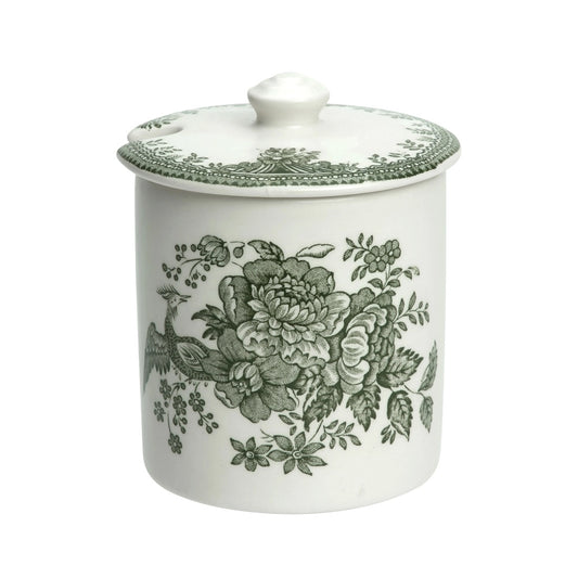 Green Asiatic Pheasants Covered Jam Pot