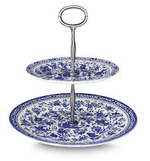 Blue Regal Peacock 2 Tier Cake Stand