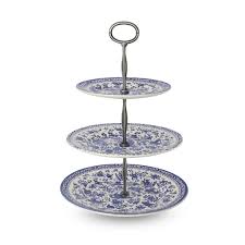 Blue Regal Peacock 3 Tier Cake Stand - Retired