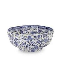 Blue Regal Peacock Octagonal Bowl