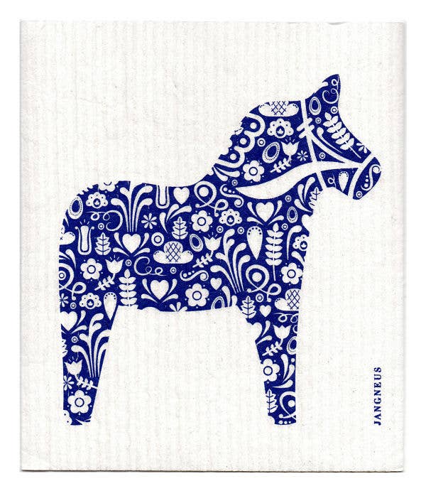 Jangneus - Swedish Dishcloth - Dala Horse - Blue