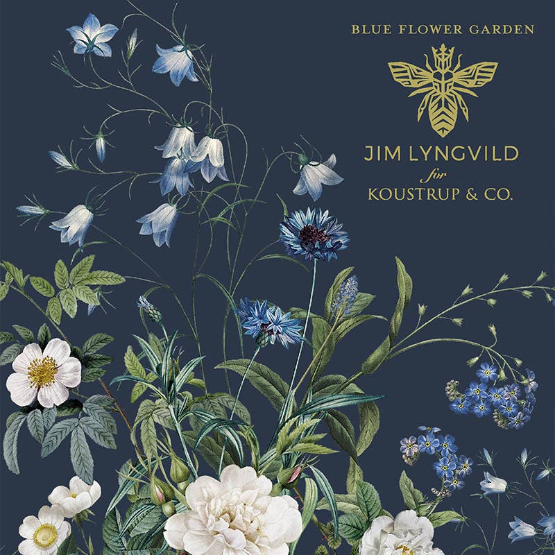 Koustrup & Co. - Cardfolder Blue Flower Garden - 8 Cards with Envelopes