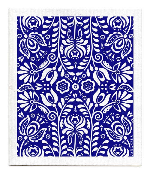 Jangneus - Swedish Dishcloth - Scandi Bloom - Blue