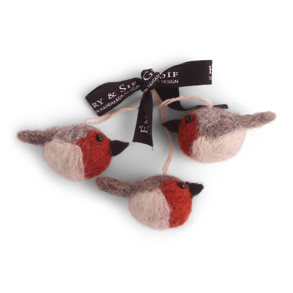 Gry and Sif - Mini Round Rusty Red Birds - Set of 3