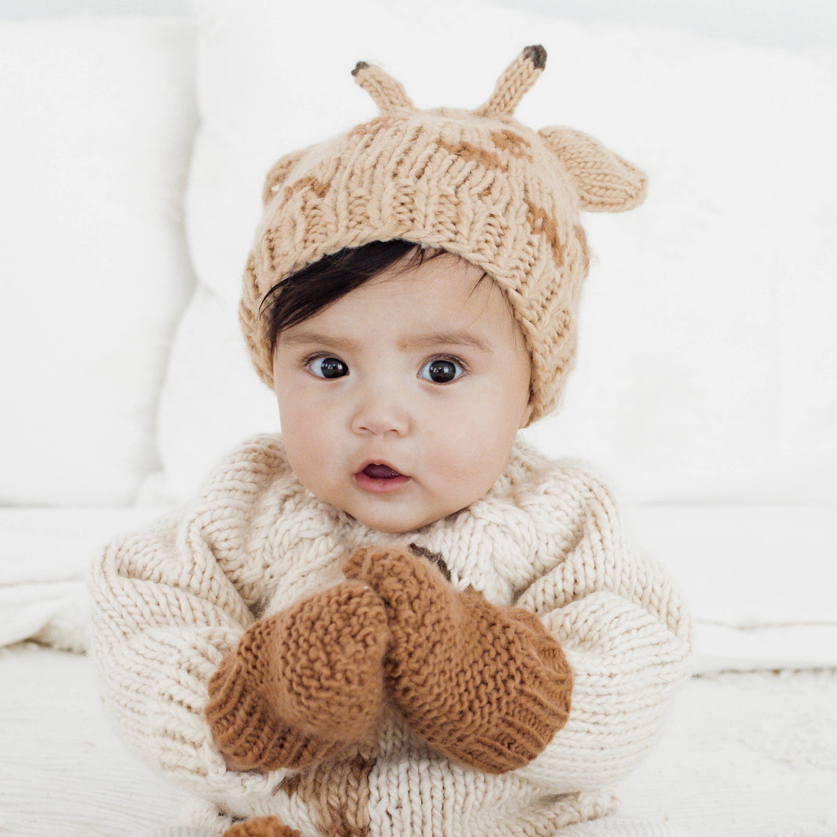 Huggalugs - Garter Stitch Mittens Natural for Baby