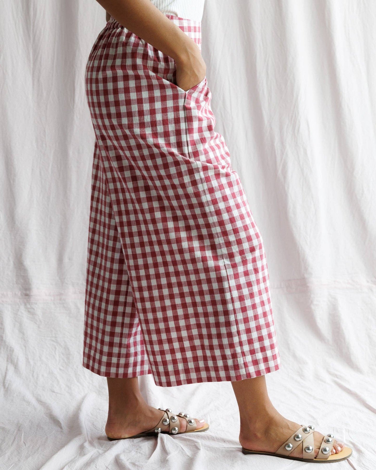Downeast - Charm Red Gingham Cropped Pant