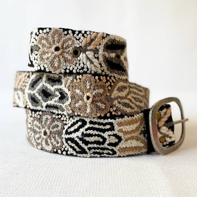 Jenny Krauss - Monochromatic Embroidered Wool Belt, Black