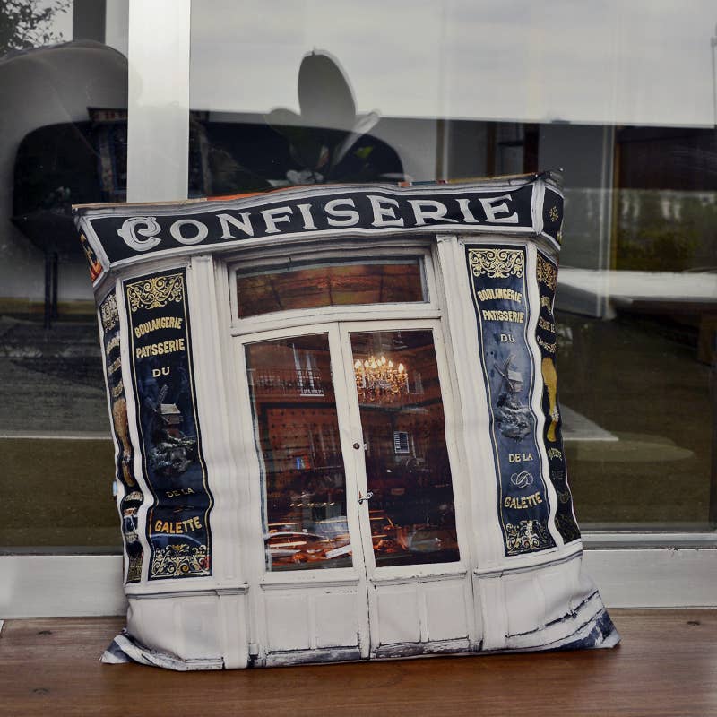 Maron Bouillie - Paris Devanture Confiserie Boulangerie Cushion Cover with Insert