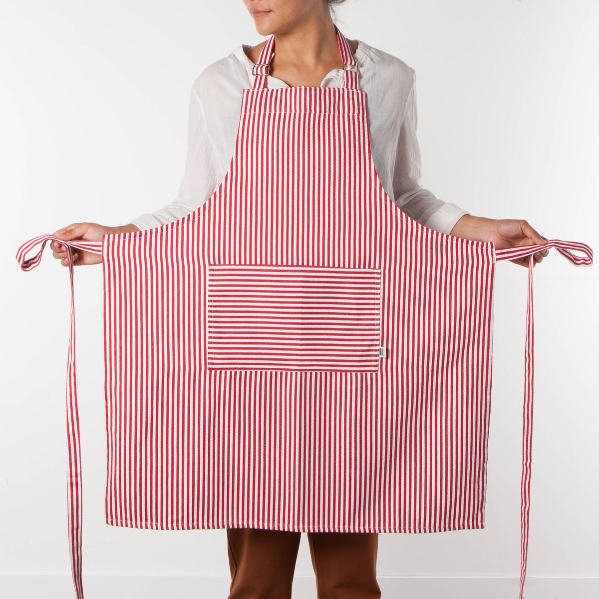 Narrow Red Stripe Chef Apron