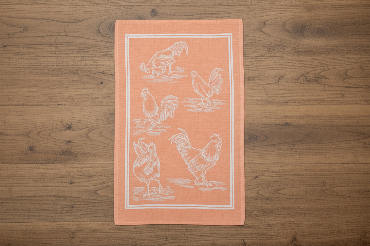 Tessitura Pardi Gallo (Rooster) Tea Towel - Orange