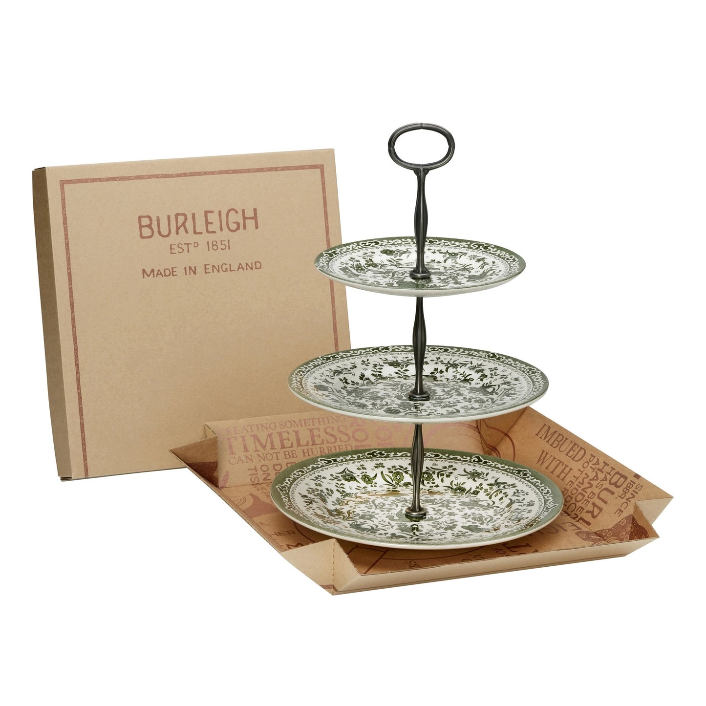 Burleigh Green Regal Peacock 3-Tier Cake Stand