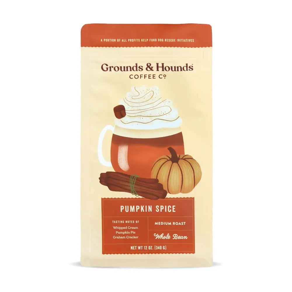 Grounds & Hounds Pumpkin Spice Medium Roast Coffe - Whole Bean