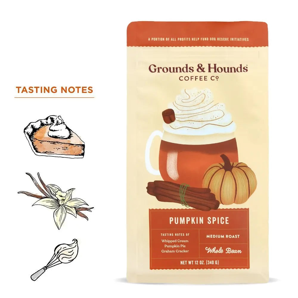 Grounds & Hounds Pumpkin Spice Medium Roast Coffe - Whole Bean