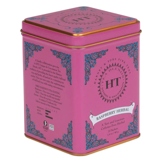 Harney & Sons Raspberry Herbal, Tin of 20 Tea Sachets