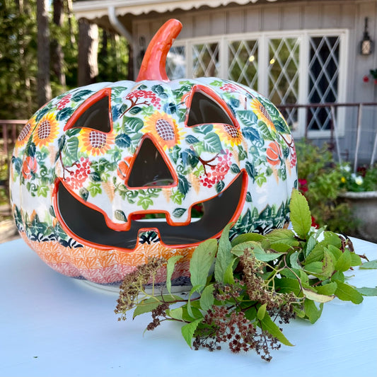 Large Polish Pottery Jack O'Lantern