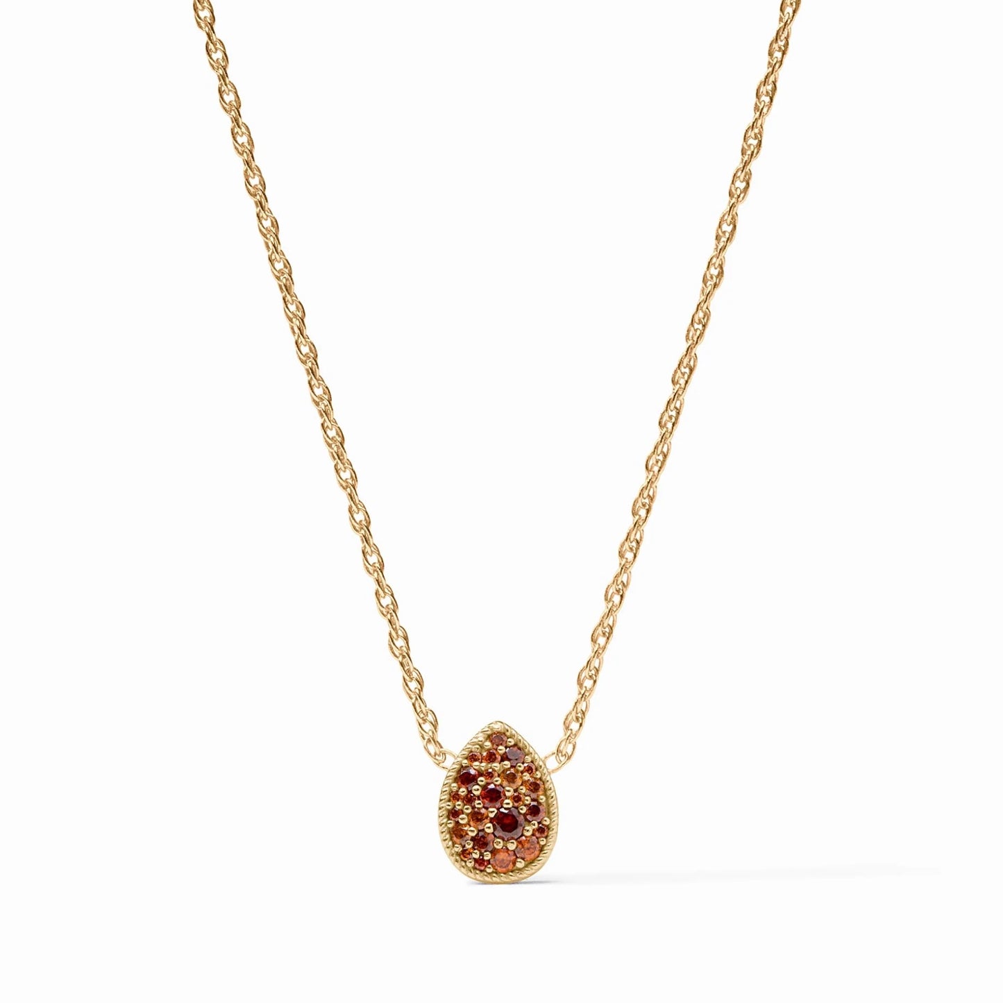 Julie Vos Pavé Teardrop Delicate Necklace - Garnet
