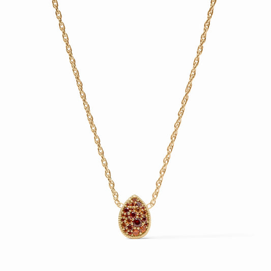 Julie Vos Pavé Teardrop Delicate Necklace - Garnet