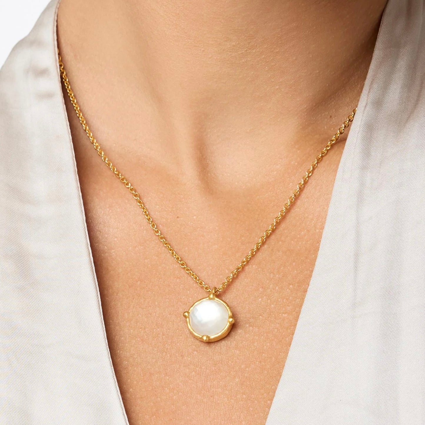 Julie Vos Honeybee Solitaire Necklace - Pearl