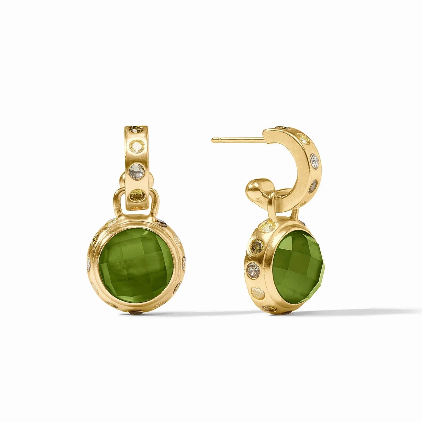 Julie Vos Rainbow Hoop & Charm Earring - Iridescent Palmetto Green