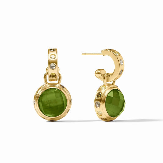 Julie Vos Rainbow Hoop & Charm Earring - Iridescent Palmetto Green
