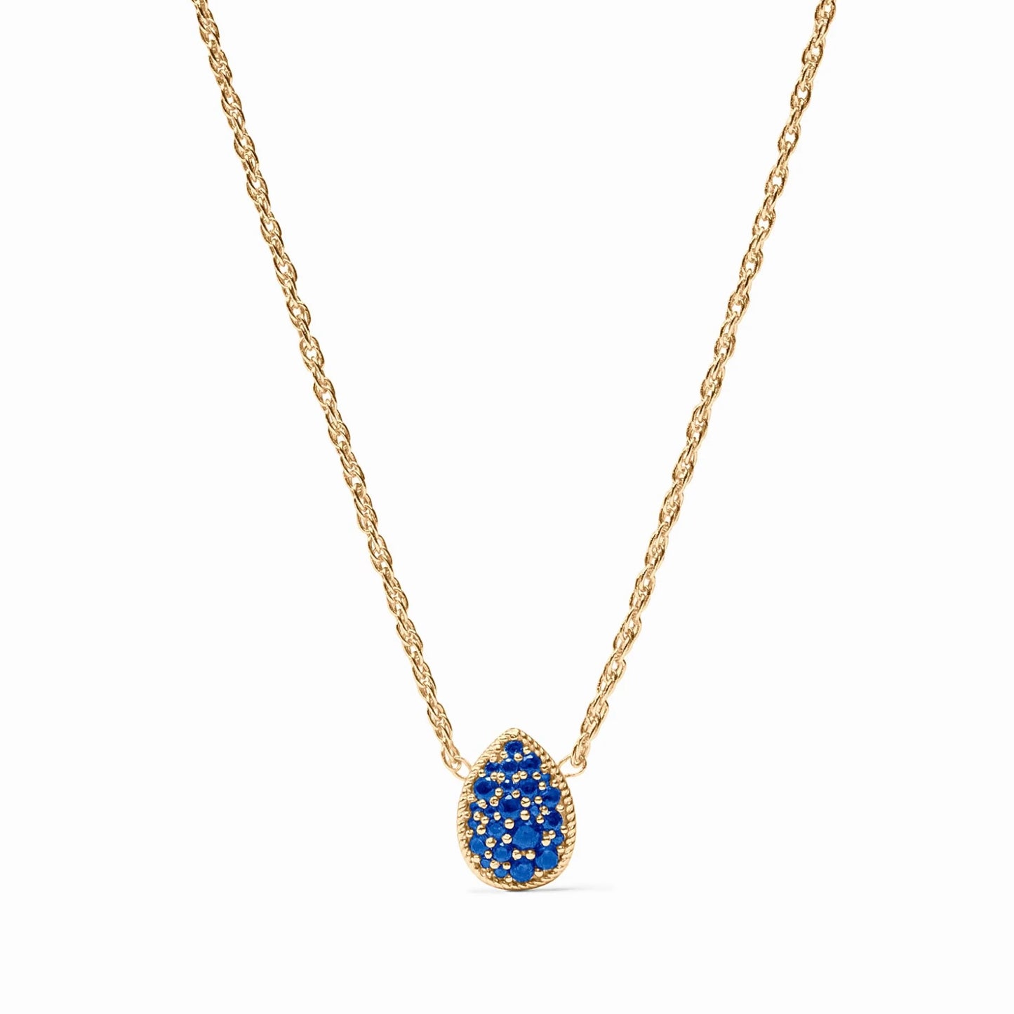 Julie Vos Pavé Teardrop Delicate Necklace - Sapphire