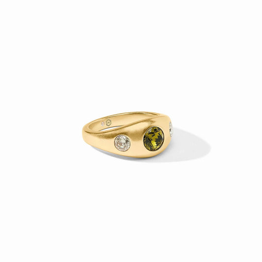 Julie Vos Rainbow Signet Ring - Shades of Jade Size 8