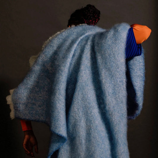 Cushendale Mooneen Mohair Throw Blanket Large - Azure
