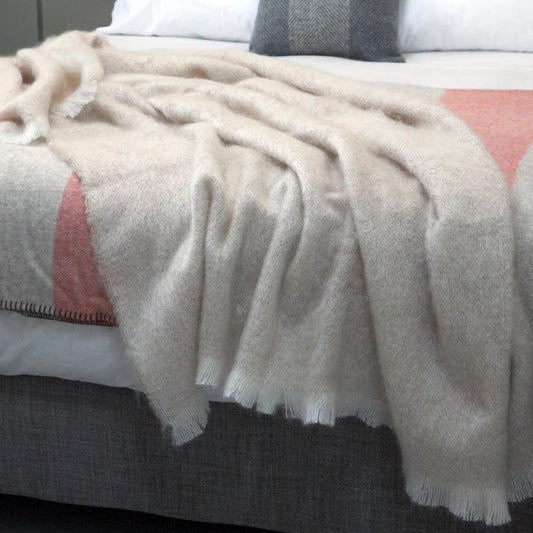 Cushendale Mooneen Mohair Throw Blanket Large - Fawn