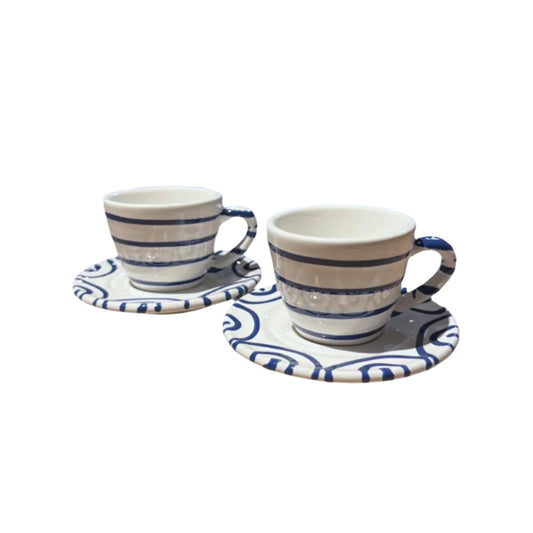 Dizzy Navy Espresso Cup & Saucer Set of 2