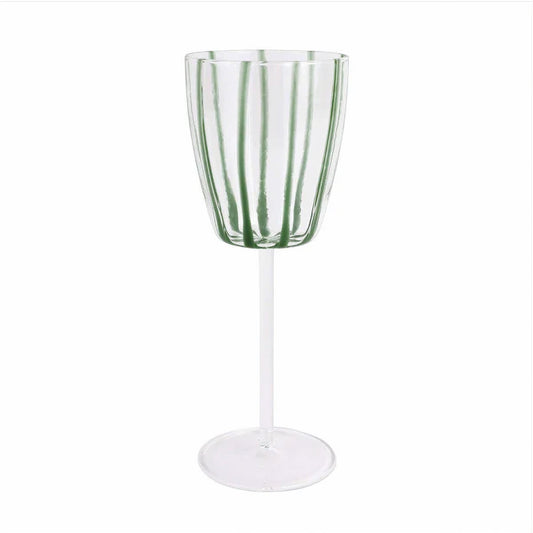 Vietri Nuovo Stripe Green Stemmed Wine Glass