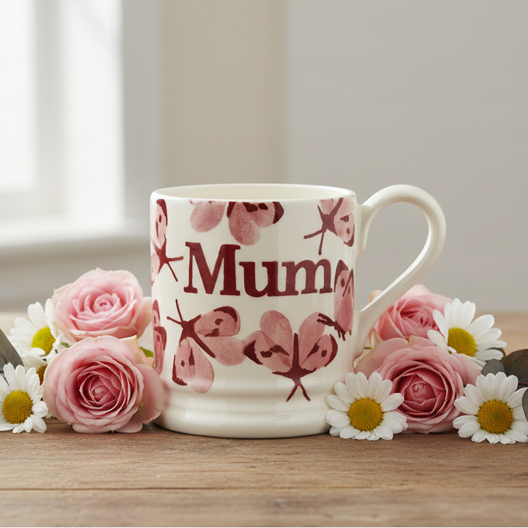 Emma Bridgewater Pink Cabbage White Butterfly Mum 1/2 Pint Mug