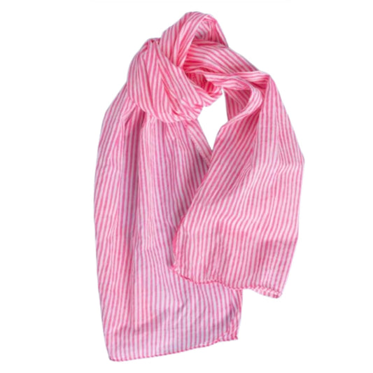 and for Good Stripe Neon Pink Skinny Organic Cotton Scarf
