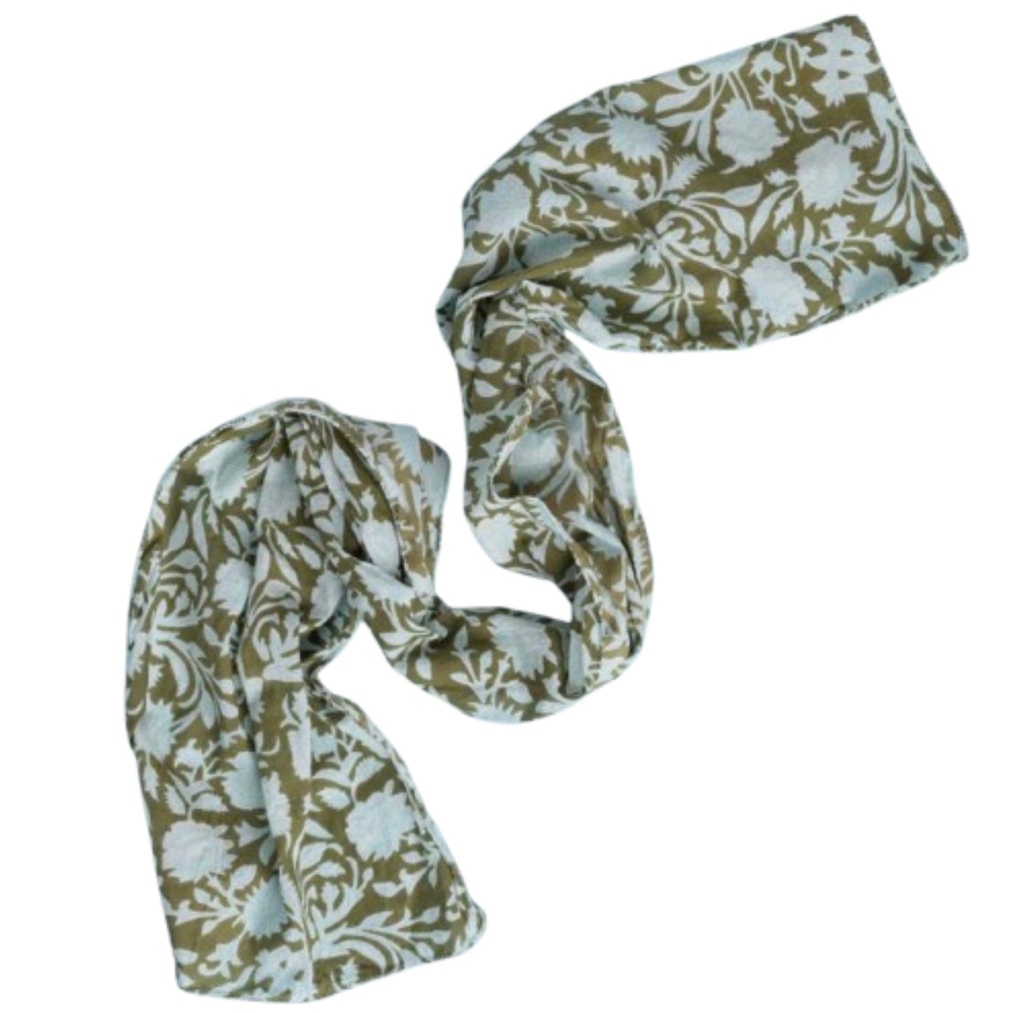 and for Good Floral Escape Olive Oil & Cerulean Skinny Organic Cotton Scarf