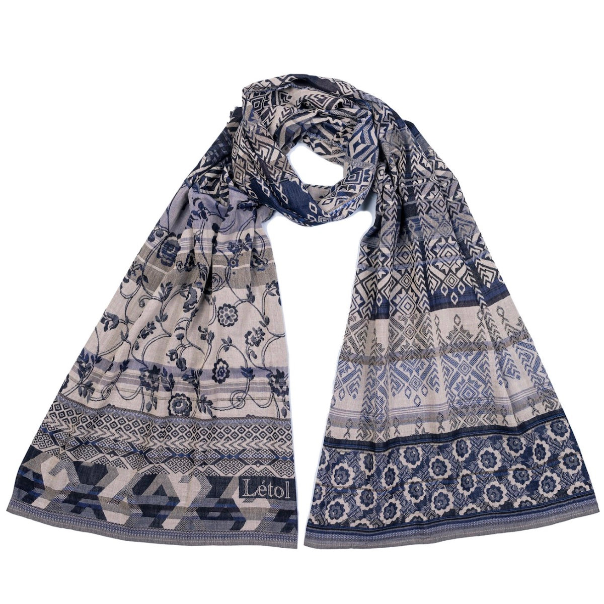 Solveig Night Blue Organic Cotton Scarf