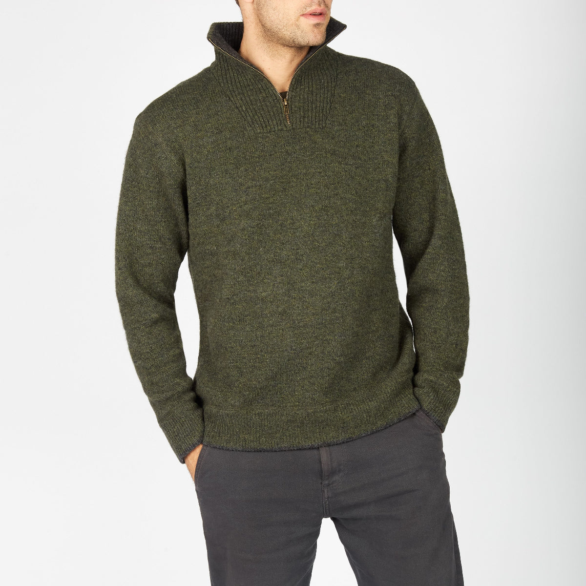 IrelandsEye Men's Half Zip Sweater - Green Marl