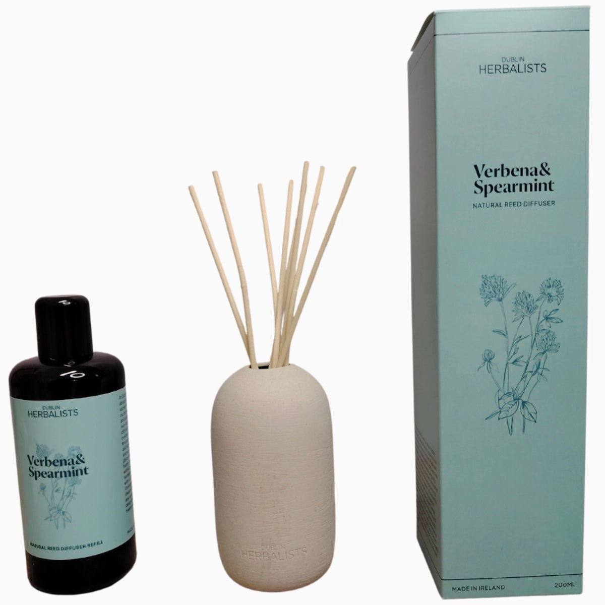 Dublin Herbalists Verbena and Spearmint Natural Reed Diffuser Gift Set