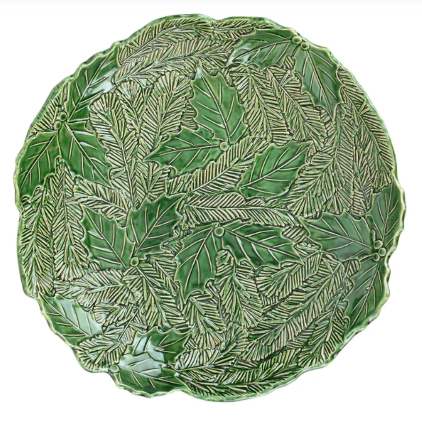 VIETRI Lastra Holiday Green Figural Shallow Bowl