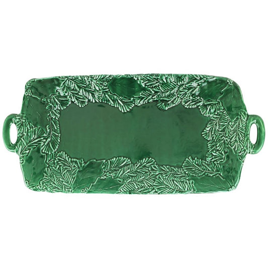 VIETRI Lastra Holiday Green Figural Handled Rectangular Platter