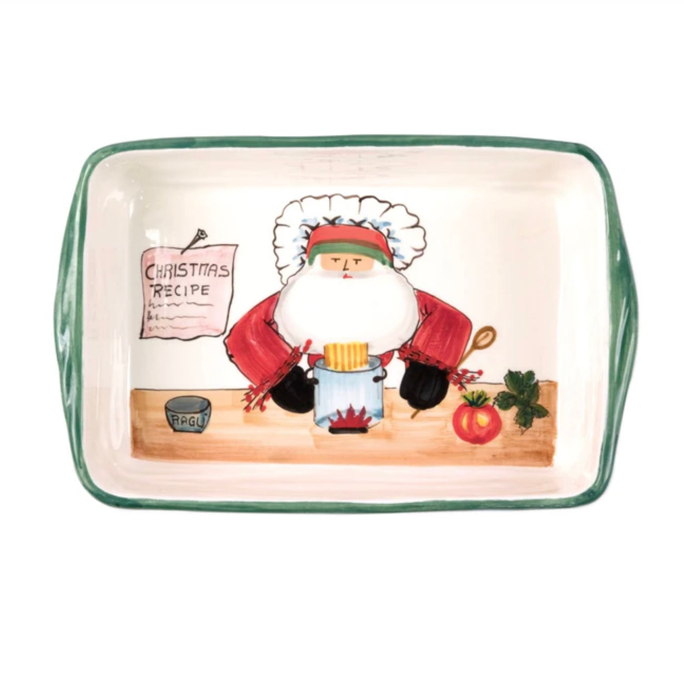 Vietri Old St. Nick Rectangular Baker with Chef