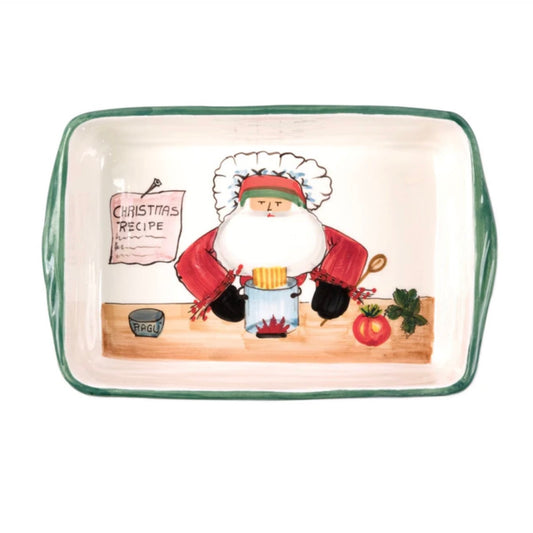 Vietri Old St. Nick Rectangular Baker with Chef