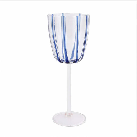 Vietri Nuovo Stripe Blue Stemmed Wine Glass