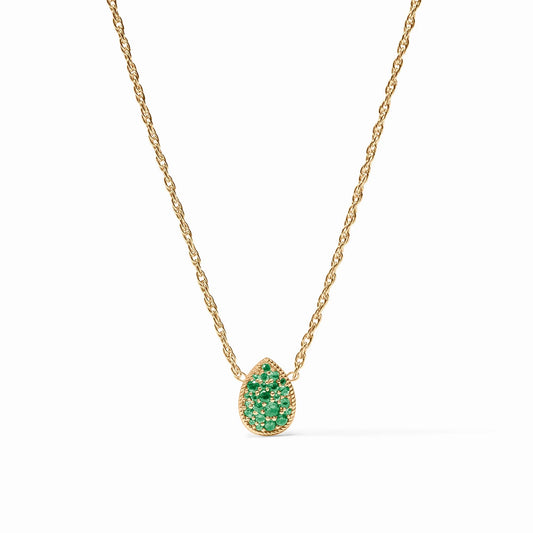 Julie Vos Pavé Teardrop Delicate Necklace - Emerald Green